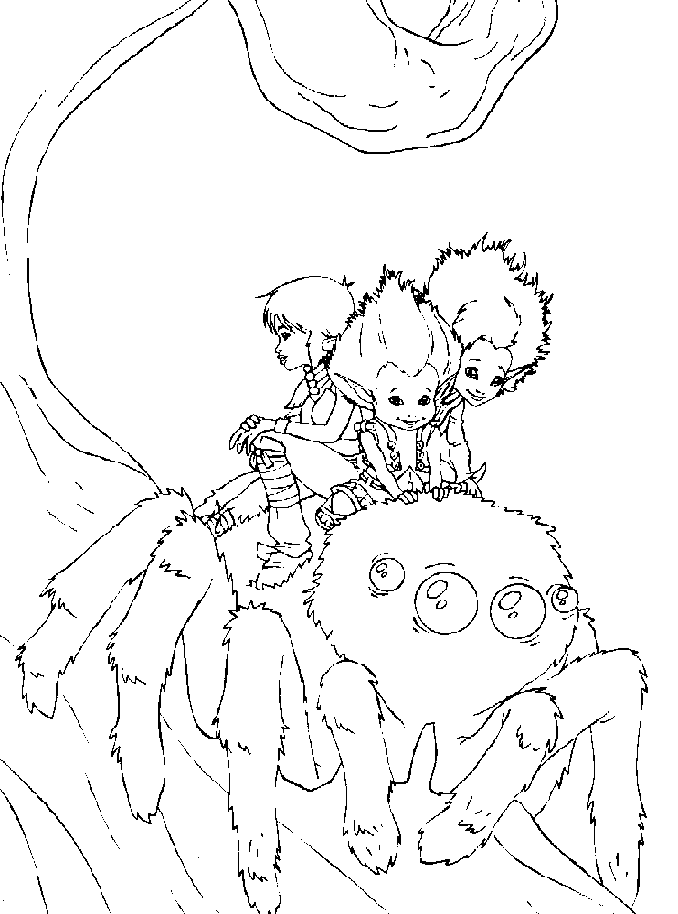 coloriage arthur et les minimoys selenia et betameche sur l araignee